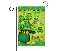 Happy St Patrick'S Day Green Hat With Shamrock Clover Welcome Spring Bandiere Robuste Bandiera Durevole Flag Per Casa Decorazione Festival 30X45Cm