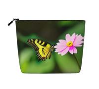 Happy St. Patrick's Day Print Fake Hemp Makeup Bag - Trousse da viaggio per donne, conservazione quotidiana, viaggi di lavoro e altro ancora, Farfalla floreale primaverile., Taglia unica