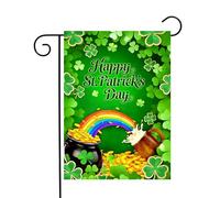 Happy St Patrick'S Day Shamrock Spring Clover Lucky Rainbow Coin Pot Bandiere Verticale Durevole Bandiera Da Giardino Colore Vivido Bandiera Per Feste Interno Balcone 30X45Cm