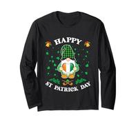 Happy St. Patrick's Day Simpatico Gnomo con Bandiera Irlandese Cuore Maglia a Manica