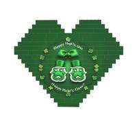 Happy St. Patrick's Day Stampa Art Mattoni Puzzle a forma di cuore DIY Building Blocks Set 3D Puzzle Decorazione Casa 82 Pezzi