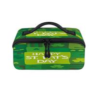 Happy St Patrick's Day Theme Travel Makeup Bag Portable Waterproof Pouch Open Flat Toiletry Bags Toiletries Cosmetics, Organizzatore da viaggio per donne e uomini