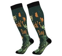 Happy St.Patrick'S Days Cat Calze Contenitive Sportive Calze Antitrombo Calzini Alti Sono Per Giri In Bici Escursioni Gravidanza Vene Varicose 1 Paio 50Cm