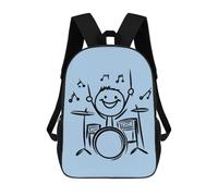 Happy Stick Figure Playing The Drums Stampato 17 Pollici Zaino Unisex Spalla Zaini Da Viaggio Laptop Zaino per Donne Uomini