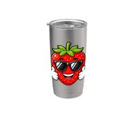 Happy Strawberry Pollice Up Summer Cool Vibes Bicchiere termico in acciaio inox doppia parete