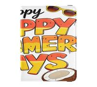 Happy Summer Days - Custodia per passaporto e carte di vaccino, in pelle di cocco, motivo ananas e cocco, custodia per passaporto e documenti da viaggio, impermeabile, essenziale