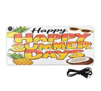 Happy Summer Days - Tappetino per mouse riscaldato, in pelle di cocco, 80 x 33 cm, per scrivania, ufficio, casa, ufficio, scrivania, gioco, scrittura