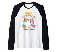 Happy Summerween Funny Ghosts Mashup Estivo di Halloween Maglia con Maniche Raglan