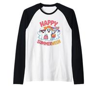 Happy Summerween Scheletro da Spiaggia Halloween Maglia con Maniche Raglan