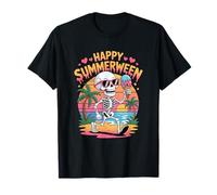 Happy Summerween Scheletro da Spiaggia Halloween Maglietta