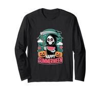 Happy Summerween Scheletro Jack-o-Lantern Summer Anguria Maglia a Manica