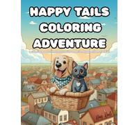 Happy Tails Coloring Adventure: A Coloring Book with Short Stories and Friendly Questions for Kids