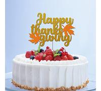 Happy Thanksgiving Cake Topper Glitter Autunno Foglia d'Acero Festival Cupcake Decorazione per Ringraziamento Matrimonio Compleanno Decorazione Forniture