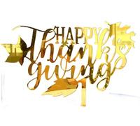 Happy Thanksgiving Cake Topper Party Gold Glitter Acrilico Decorazione Forniture per Festa del Ringraziamento Compleanno Anniversario Fidanzamento Cake Decor