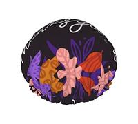 Happy Thanksgiving Cuffia da doccia Cuffia riutilizzabile per capelli lunghi da donna con fascia elastica Cappello da doccia a doppio strato per adulti Bambini