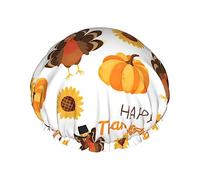 Happy Thanksgiving Day Pattern Cuffia da a e cuffia da bagno per donna,Cuffie da a reversibili oversize impermeabili Grandi progettate per tutte le lunghezze di capelli,Cuffia elastica riu