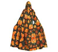 Happy Thanksgiving Day Pumpkin Adult Halloween Party Mantello - Elegante costume da mago con cappuccio a tema zucca nero