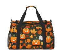 Happy Thanksgiving Day Pumpkin print Large Canvas Travel Duffel Bag Weekender Borse per le donne Borsa da notte Borsa Tote Bag Carry On, nero, Taglia unica
