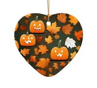 Happy Thanksgiving Day zucca stampa accessori festivi ornamento in ceramica, ciondolo a forma di stella a forma di cuore per decorazione natalizia