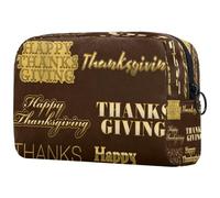 Happy Thanksgiving Fall Apple Mais Foglia d'Acero Trousse per Cosmetici da Donna, Trousse da Viaggio Borsa Grande Trucco Pratica Borsa Organizzatore con Cerniera, Multi, 18.5x7.5x13cm/7.3x3x5.1in,