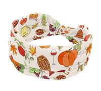 Happy Thanksgiving - Fascia larga per capelli, da donna, antiscivolo, turbante, elastica, per yoga, allenamento, morbida bandana