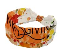 Happy Thanksgiving - Fascia per capelli da donna, elastica, larga, a turbante, morbida, antiscivolo, per yoga, allenamento, sport, corsa