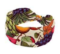 Happy Thanksgiving Fruit - Fascia larga per capelli da donna, elastica, antiscivolo, per allenamento, yoga, sport, corsa