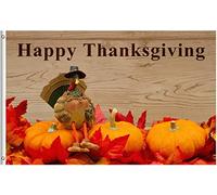 Happy Thanksgiving Lovely chicken Sit On Autumn Harvest Pumpkin Maple Leaves Bandiera Esterna 90X150Cm Appendere Striscione Personalizzata Bandiera Da Esterno Per Parete Festival Balcone