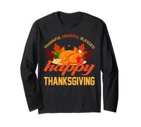 Happy Thanksgiving Outfit Grato Grateful Blessed Maglia a Manica