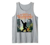 Happy Thanksgiving Sasquatch nella Foresta con Cesto di Raccolta Canotta