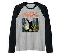 Happy Thanksgiving Sasquatch nella Foresta con Cesto di Raccolta Maglia con Maniche Raglan