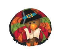 Happy Thanksgiving Turkey Shower Caps per le donne, cuffie da bagno elastiche e riutilizzabili, cuffia da doccia a doppio strato impermeabile, cuffie da doccia da bagno