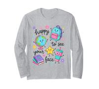 Happy To See Your Face School Welcome Crayon Maglia a Manica
