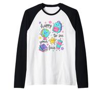 Happy To See Your Face School Welcome Crayon Maglia con Maniche Raglan