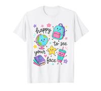 Happy To See Your Face School Welcome Crayon Maglietta