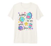 Happy To See Your Face School Welcome Crayon Maglietta Premium