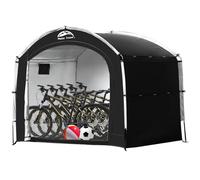 Happy Travel Capanno per tenda da bicicletta, grande, impermeabile, con finestra, per 2/4/6/8 biciclette, capanno portatile di grandi dimensioni per tosaerba, attrezzi da giardino (nero)
