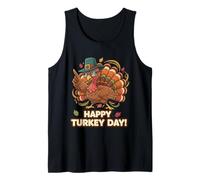 Happy Turkey Day Cool Pilgrim Turkey Occhiali da Sole Arte Divertente Canotta