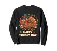 Happy Turkey Day Cool Pilgrim Turkey Occhiali da Sole Arte Divertente Felpa