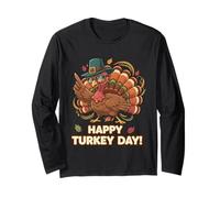 Happy Turkey Day Cool Pilgrim Turkey Occhiali da Sole Arte Divertente Maglia a Manica