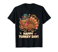 Happy Turkey Day Cool Pilgrim Turkey Occhiali da Sole Arte Divertente Maglietta