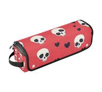 Happy Valentine - Borsa da viaggio per capelli da donna, con motivo a teschio, resistente al calore, con cerniera, custodia da viaggio per piastre, piastre e arricciacapelli, Buon San Valentino