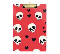 Happy Valentine Cartone animato Cuore Cartoon Skull Rosso A4 Plastica Appunti per Ragazze Raccoglitori Appunti Plastica per Infermieristica Studente Commercio Quest Dimensioni 9 x 12