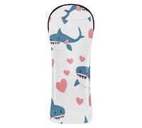 Happy Valentine Cartoon Cartoon Shark White Golf Club Cover Set Copritesta con etichette numerate per Driver Golf Regali per Uomo