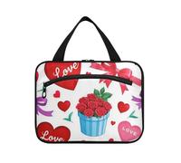 Happy Valentine Cartoon Romantico Cuore Appeso Viaggio Trucco Borse con gancio, Designer Unisex Impermeabile Sacchetto Cosmetico per le Donne Bagno envase para Profumo de L