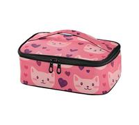 Happy Valentine Heart Cartoon Cat Rosa Progettato Bambini Lunch Bag Grande Capacità Lunch Box Donne con Maniglia lonchera termica para Mujer