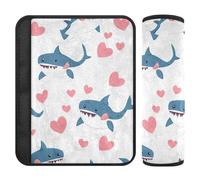 Happy Valentines Cartoon Fish Sea White 2 pz cintura di sicurezza cuscino tracolla protegge collo e spalle, cintura di sicurezza imbottita copertura per borsa camion auto 25,4 x 19,6 cm forro para