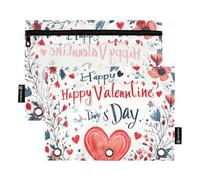 Happy Valentine's Day Astuccio in plastica per anelli raccoglitore organizer con cerniera per contenitore per studenti