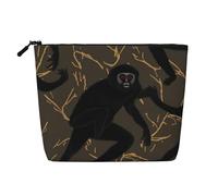 Happy Valentine's Day - Beauty case da donna, portatile, da viaggio, organizer quotidiano con cerniera, Scimmia Gibbon Nero, Taglia unica