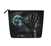 Happy Valentine's Day - Beauty case da donna, portatile, da viaggio, organizer quotidiano con cerniera, Zombie Mano Scuro Halloween, Taglia unica